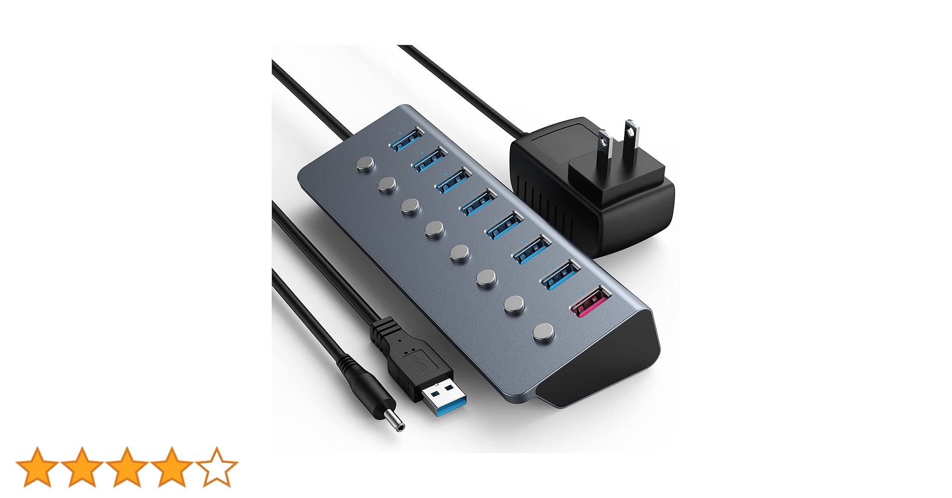 Amazon | USB ハブ 3.0 8ポート拡張 【独立スイッチ付・24W電源